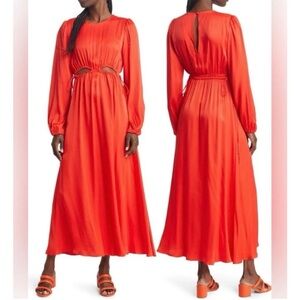 NWOT Farm Rio Satin Maxi Dress with Cutouts